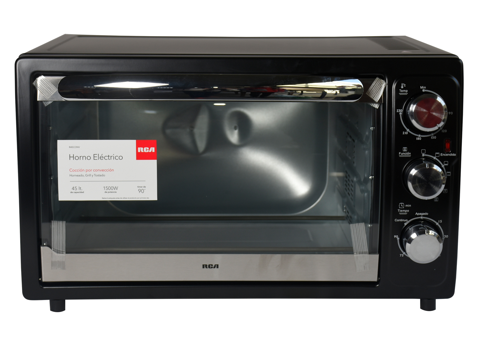 HORNO ELECTRICO RCA 45 LT - 1500W DE POTENCIA - CONVECCION ,HORNEADO, GRILL  Y TOSTADO - Service Italia